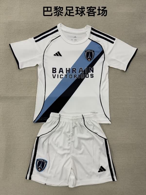 Paris FC 25/26 Kids Away Soccer Jersey And Shorts
