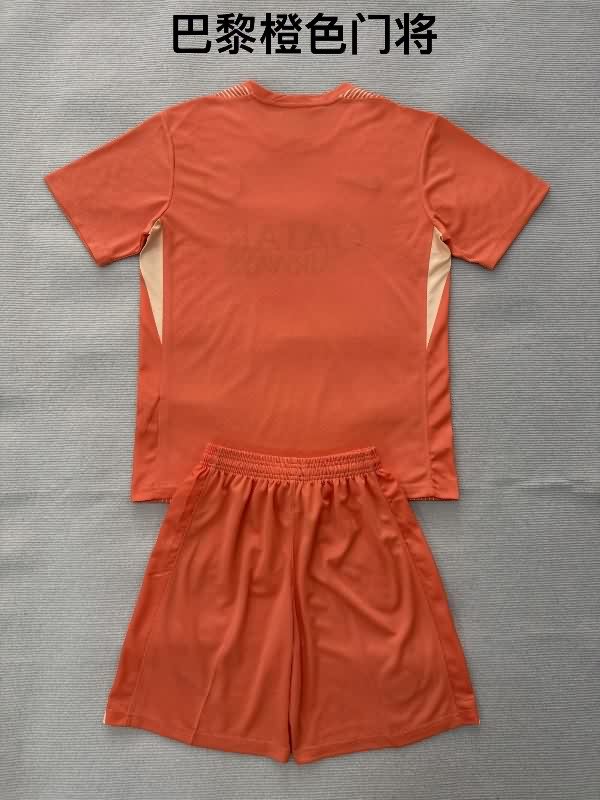 Paris St Germain 25/26 Kids Goaleeper Orange Soccer Jersey And Shorts