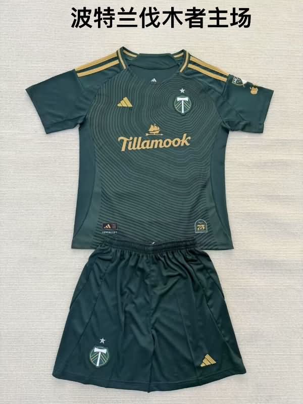 Portland Timbers 2025 Kids Home Soccer Jersey And Shorts