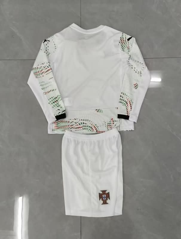 Portugal 2025 Kids Away Long Sleeve Soccer Jersey And Shorts