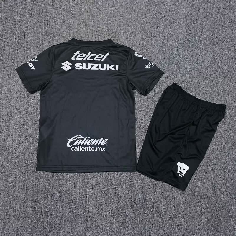 Pumas UNAM 25/26 Kids Goalkeeper Black Soccer Jersey And Shorts