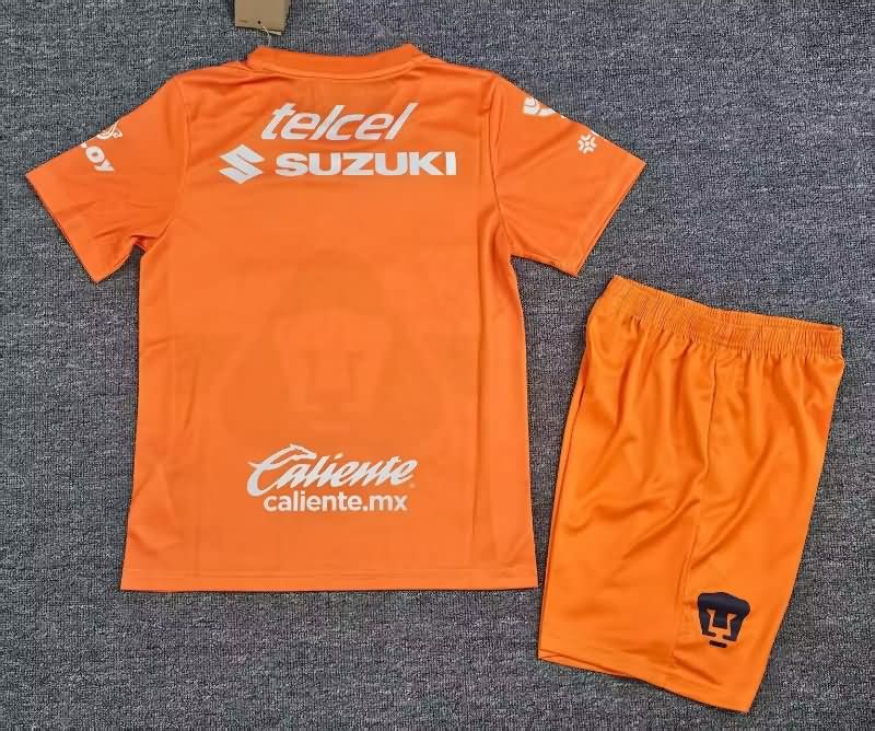Pumas UNAM 25/26 Kids Goalkeeper Orange Soccer Jersey And Shorts