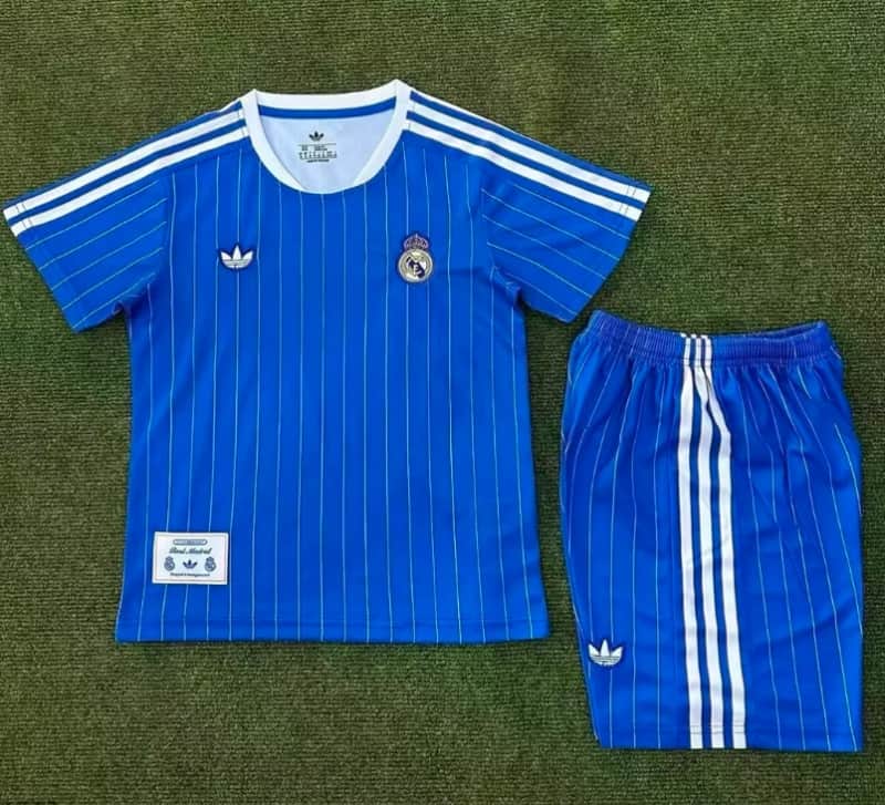 Real Madrid 25/26 Kids Blue Soccer Jersey And Shorts