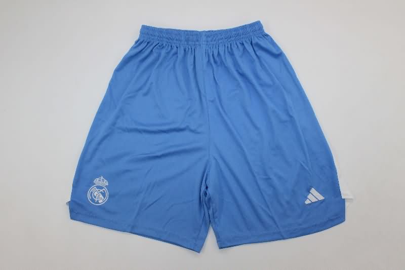 Real Madrid 25/26 Kids Goalkeeper Blue Soccer Jersey And Shorts Leaked