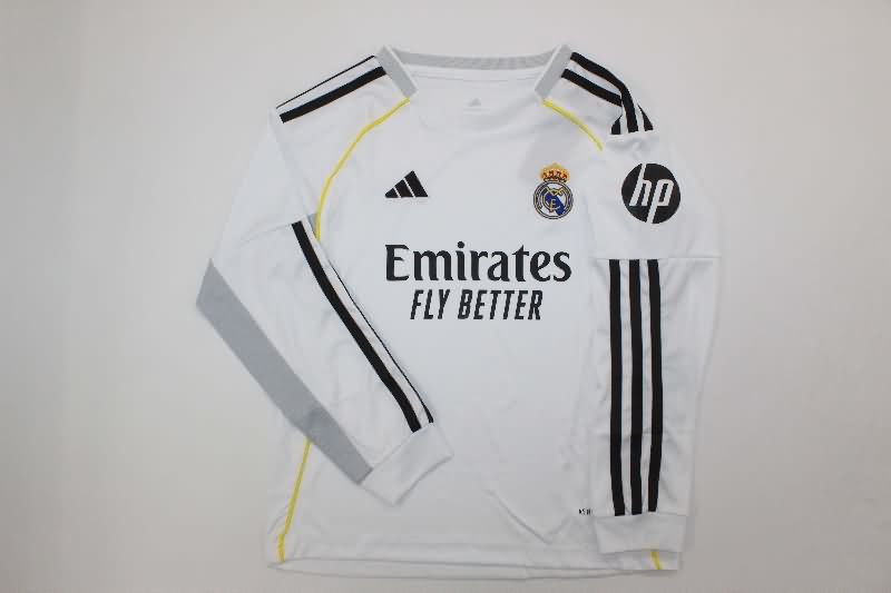 Real Madrid 25/26 Kids Home Long Sleeve Soccer Jersey And Shorts