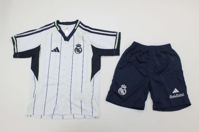 Real Madrid 25/26 Kids Travel Soccer Jersey And Shorts