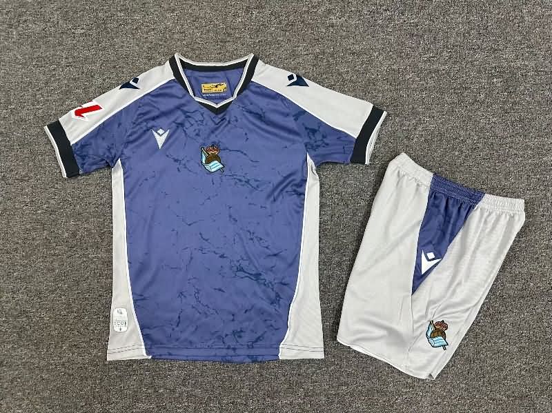 Real Sociedad 25/26 Kids Away Soccer Jersey And Shorts