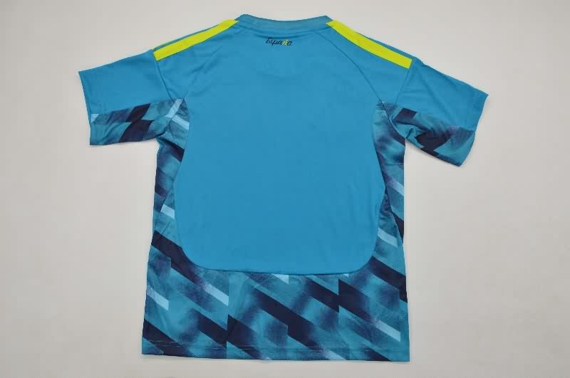 Spain 2026 Kids Goalkeeper Blue Soccer Jersey And Shorts
