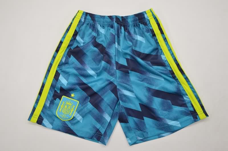 Spain 2026 Kids Goalkeeper Blue Soccer Jersey And Shorts