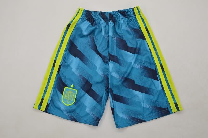 Spain 2026 Kids Goalkeeper Blue Long Sleeve Soccer Jersey And Shorts