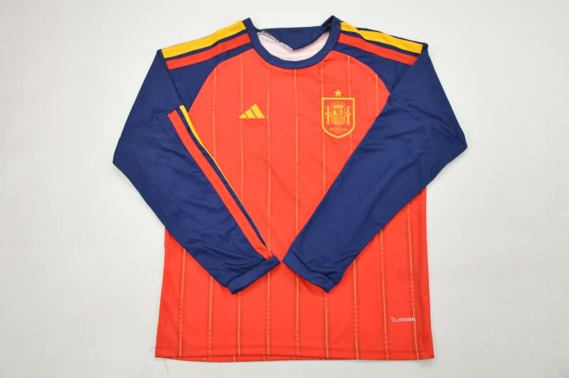 Spain 2026 Kids World Cup Home Long Sleeve Soccer Jersey And Shorts