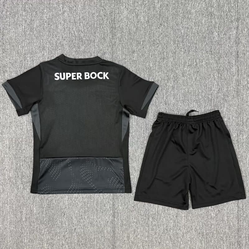 Sporting Lisbon 25/26 Kids Goalkeeper Black Soccer Jersey And Shorts 02