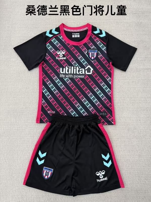 Sunderland 25/26 Kids Goalkeeper Black Soccer Jersey And Shorts