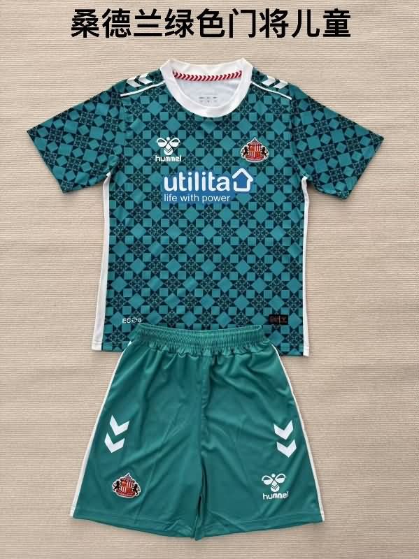 Sunderland 25/26 Kids Goalkeeper Green Soccer Jersey And Shorts