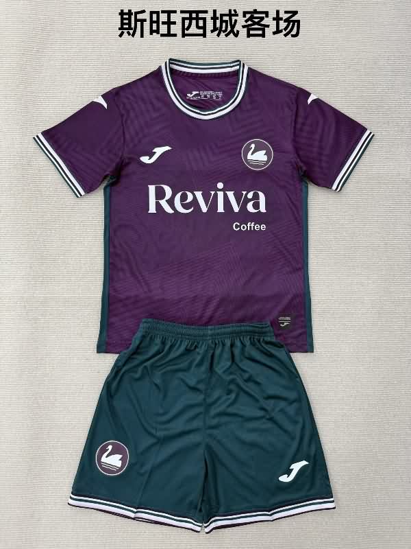 Swansea 25/26 Kids Away Soccer Jersey And Shorts