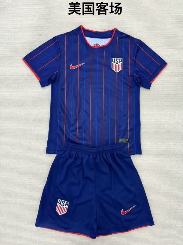 USA 2025 Kids Away Soccer Jersey And Shorts