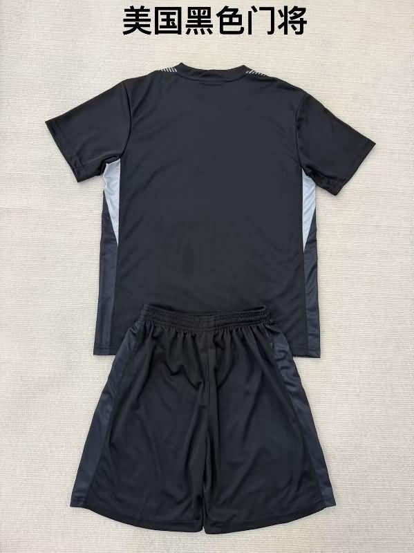USA 2025 Kids Goalkeeper Black Soccer Jersey And Shorts