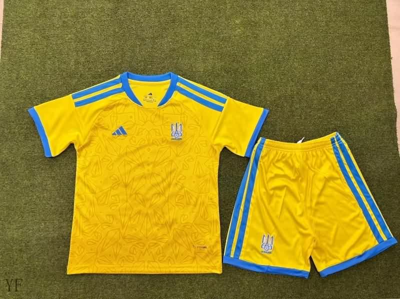 Ukraine 2026 Kids Home Soccer Jersey And Shorts