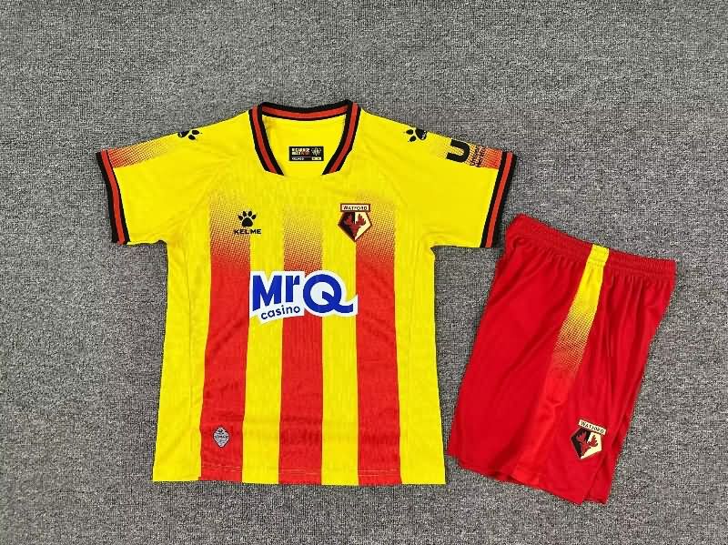Watford 25/26 Kids Home Soccer Jersey And Shorts