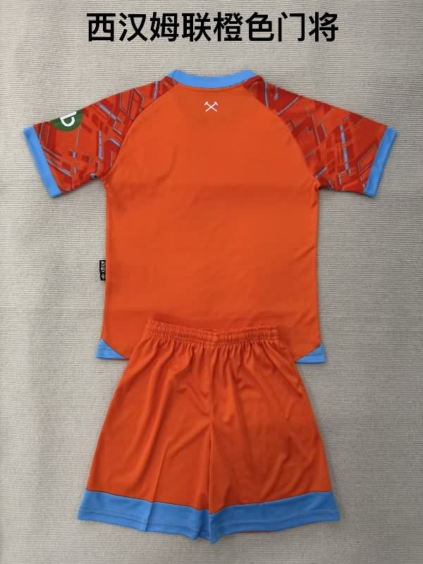 West Ham 25/26 Kids Goalkeeper Orange Soccer Jersey And Shorts
