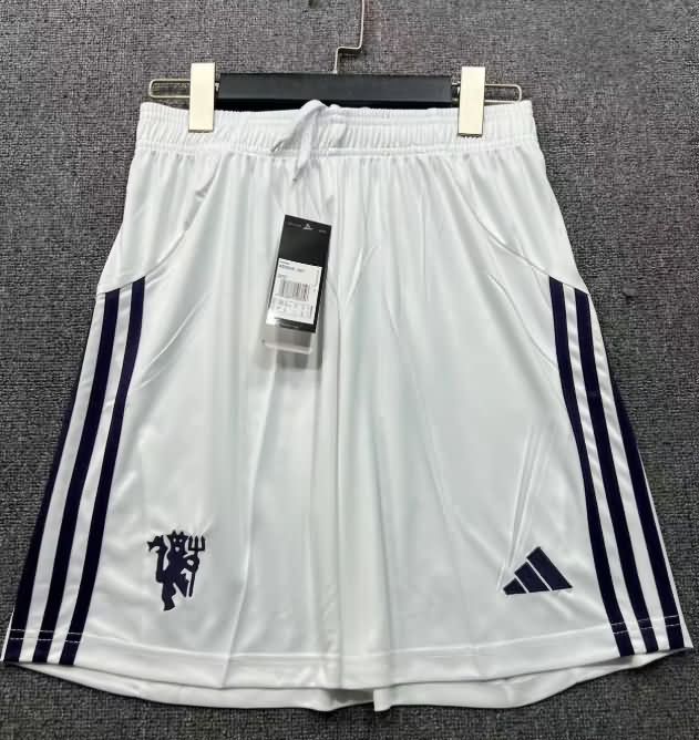 AAA(Thailand) Manchester United 25/26 Away White Soccer Shorts