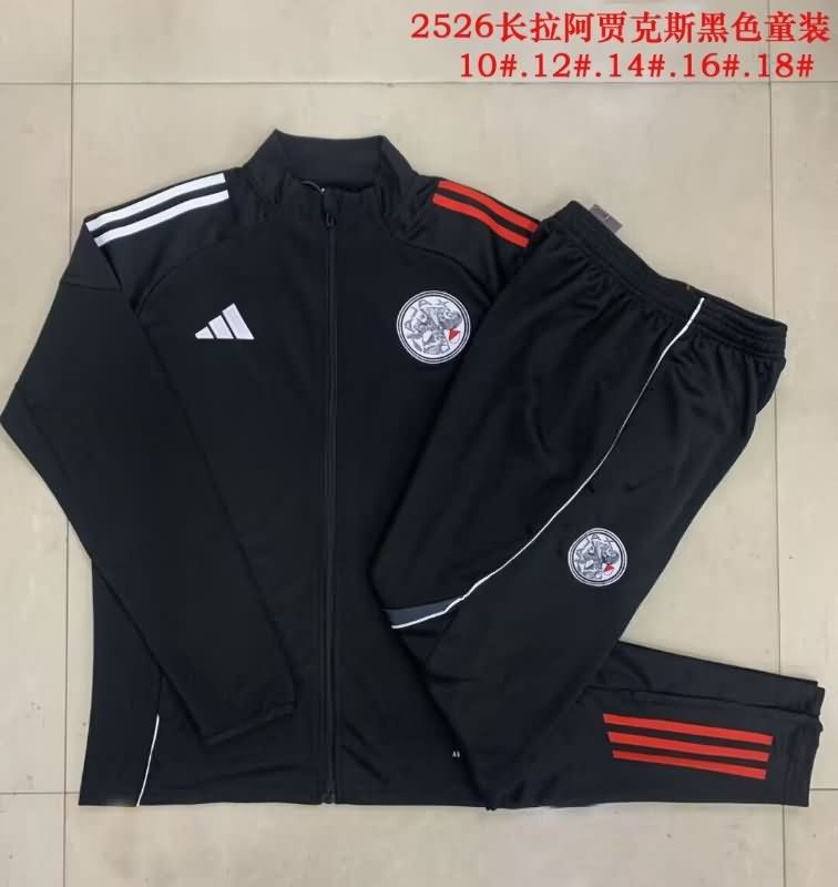 Ajax 25/26 Kids Black Soccer Tracksuit 02