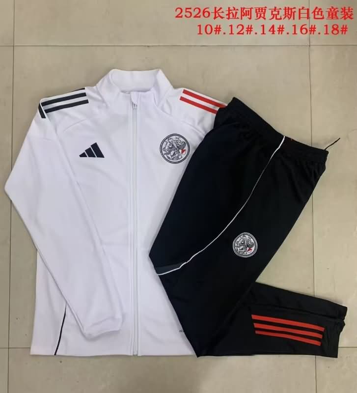 Ajax 25/26 Kids White Soccer Tracksuit 02