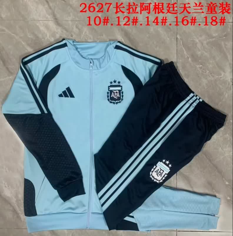 Argentina 2026 Kids Light Blue Soccer Tracksuit
