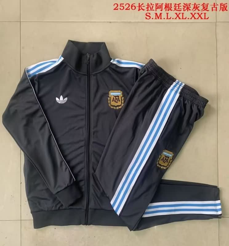 AAA(Thailand) Argentina 2025 Dark Grey Soccer Tracksuit 02