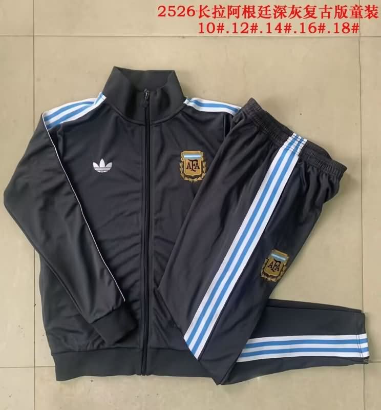 Argentina 2025 Kids Dark Grey Soccer Tracksuit 02
