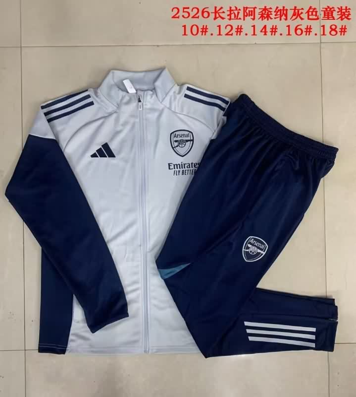 Arsenal 25/26 Kids Grey Soccer Tracksuit 02