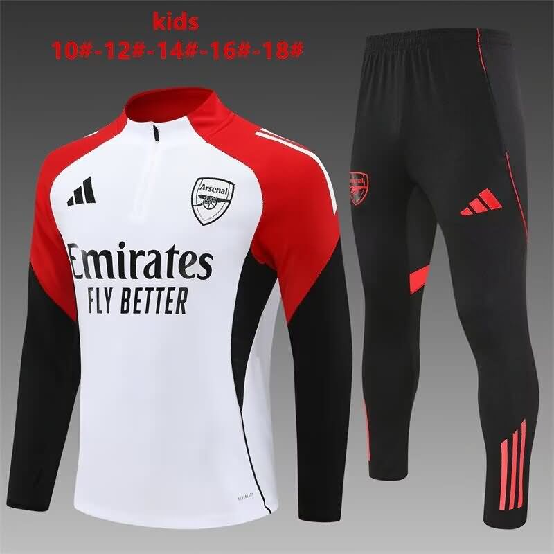 Arsenal 25/26 Kids White Soccer Tracksuit