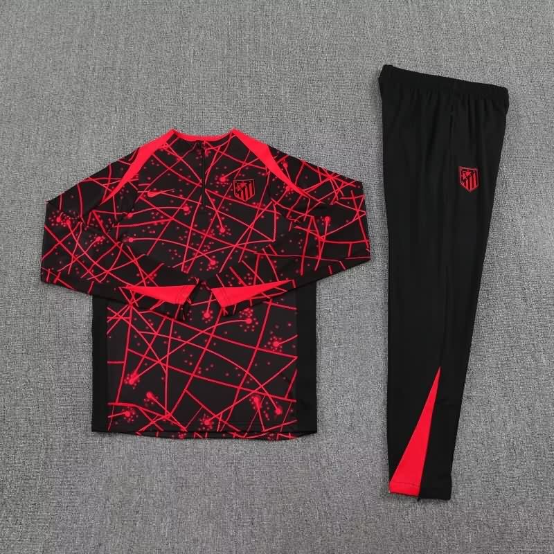 AAA(Thailand) Atletico Madrid 25/26 Black Red Soccer Tracksuit