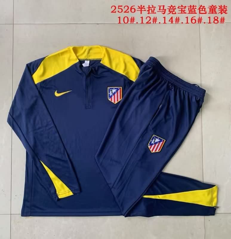 Atletico Madrid 25/26 Kids Dark Blue Soccer Tracksuit