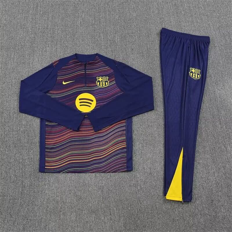 AAA(Thailand) Barcelona 25/26 Dark Blue Soccer Tracksuit 03