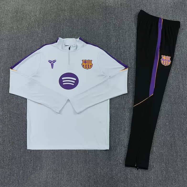 AAA(Thailand) Barcelona 25/26 Grey Soccer Tracksuit 02 AAA(Thailand) Barcelona 25/26 Grey Soccer Tracksuit 02