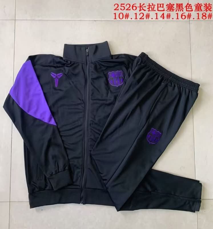 Barcelona 25/26 Kids Black Soccer Tracksuit