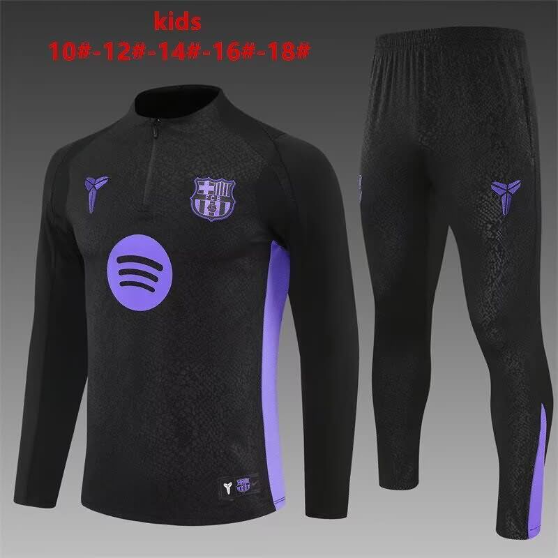 Barcelona 25/26 Kids Black Soccer Tracksuit 03