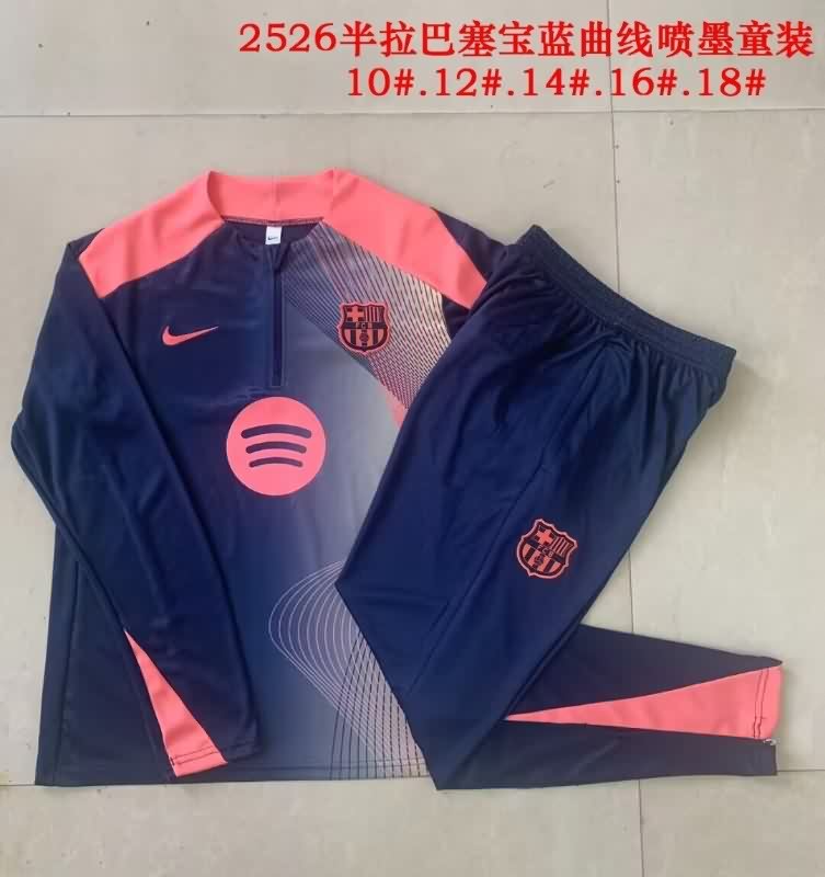 Barcelona 25/26 Kids Dark Blue Soccer Tracksuit 04