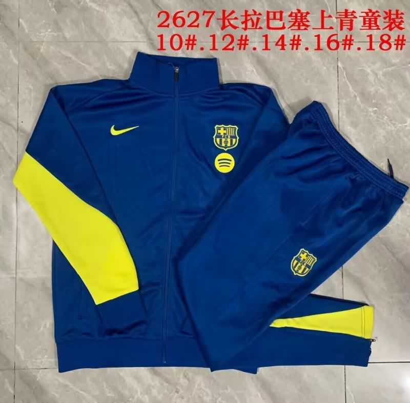 Barcelona 25/26 Kids Dark Blue Soccer Tracksuit 07