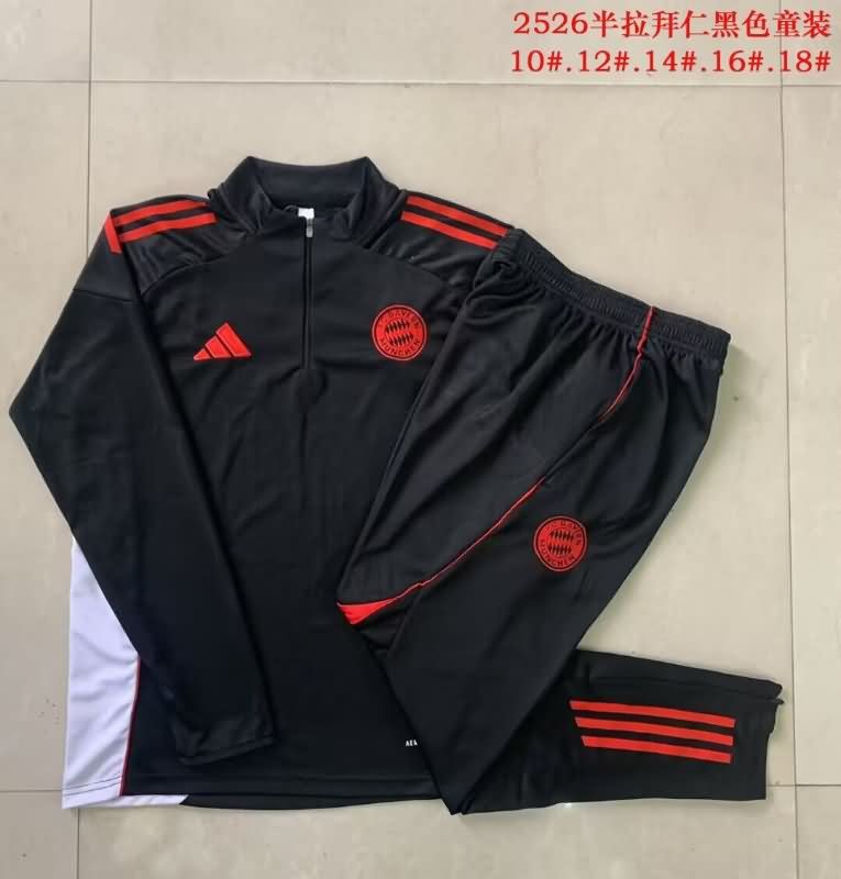 Bayern Munich 25/26 Kids Black Soccer Tracksuit