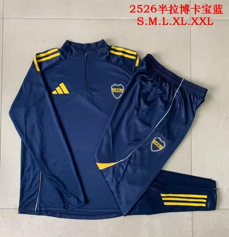 AAA(Thailand) Boca Juniors 2025 Dark Blue Soccer Tracksuit 02