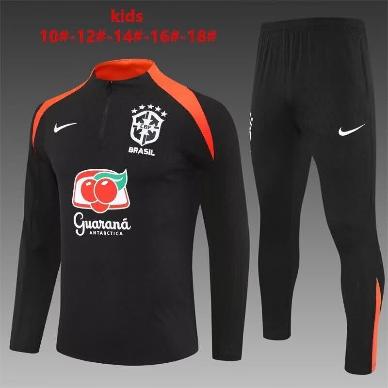 Brazil 2025 Kids Black Soccer Tracksuit