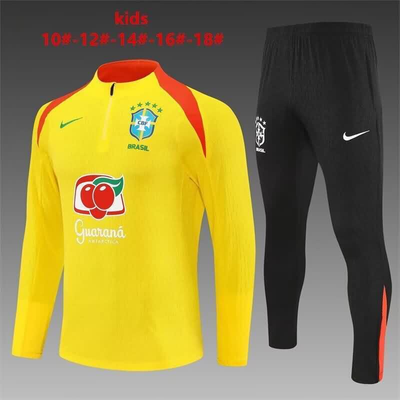 Brazil 2025 Kids Yellow Soccer Tracksuit