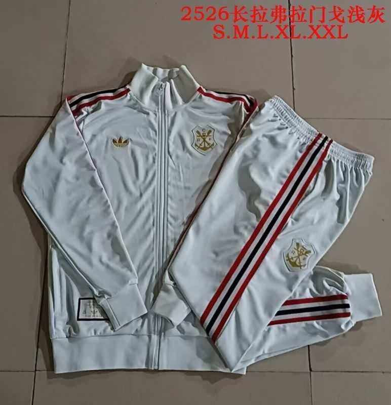 AAA(Thailand) Flamengo 2025 Light Grey Soccer Tracksuit AAA(Thailand) Flamengo 2025 Light Grey Soccer Tracksuit