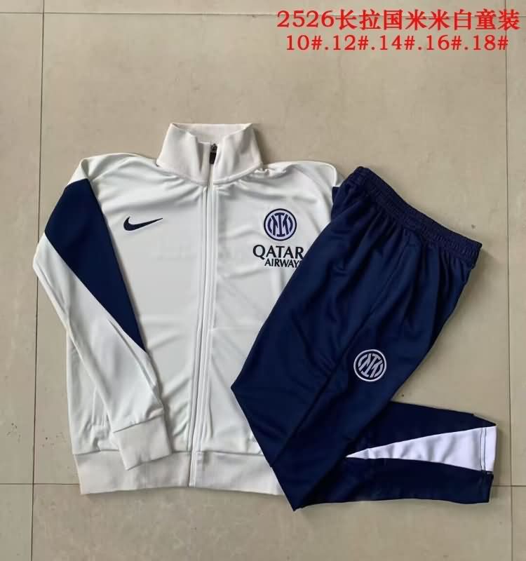 Inter Milan 25/26 Kids White Soccer Tracksuit