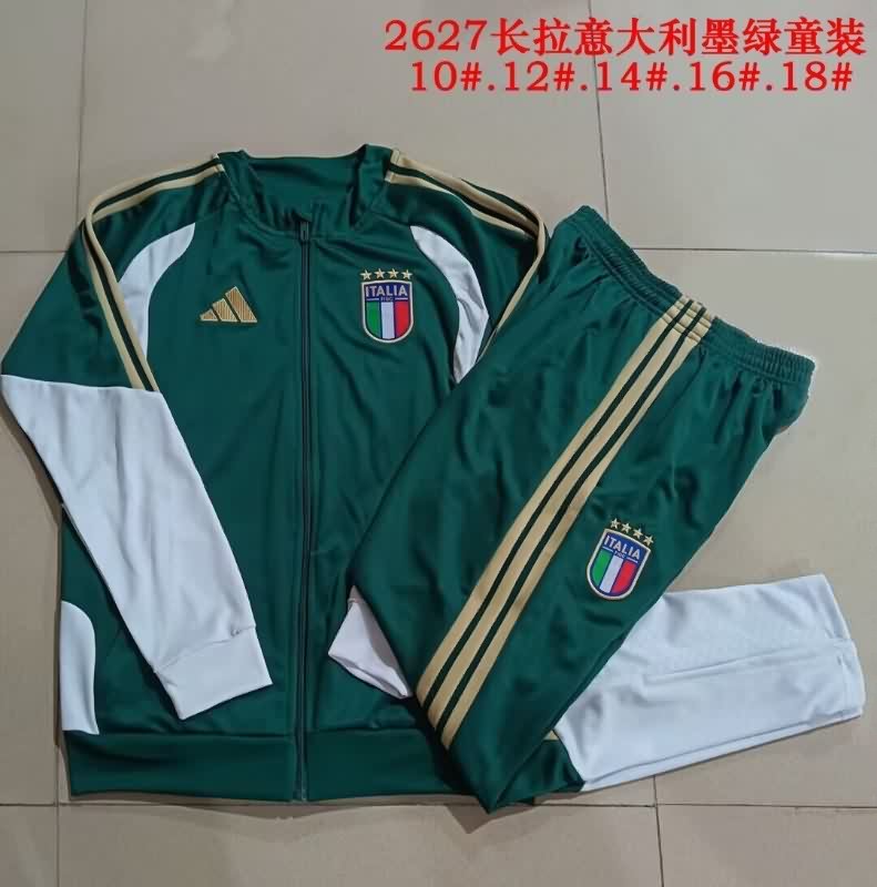 Italy 2026 Kids Green Soccer Tracksuit 02 Italy 2026 Kids Green Soccer Tracksuit 02