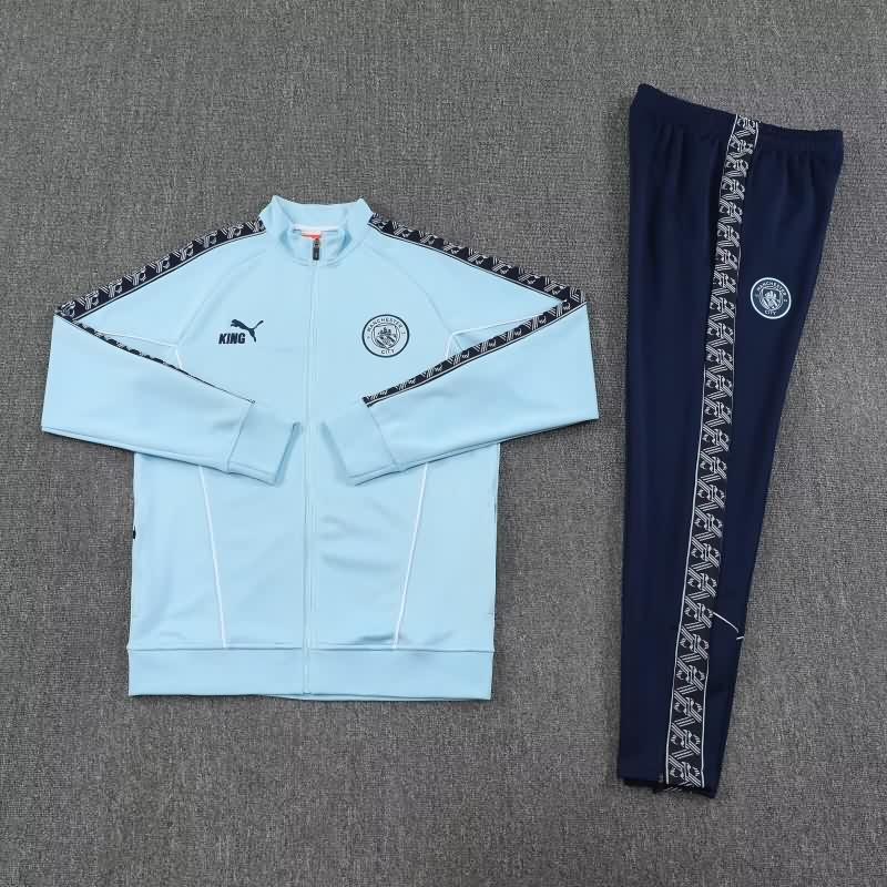 AAA(Thailand) Manchester City 25/26 Light Blue Soccer Tracksuit 03