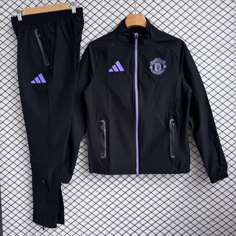 AAA(Thailand) Manchester United 25/26 Black Soccer Tracksuit 06
