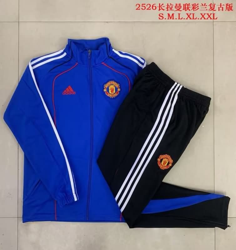 AAA(Thailand) Manchester United 25/26 Blue Soccer Tracksuit 03